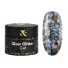 F.O.X Glow Glitter Gel №08 Гель для дизайну з срібними шестигранниками, 5 мл