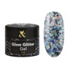 F.O.X Glow Glitter Gel №09 Гель для дизайну з блакитними голографічними шестигранниками, 5 мл