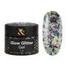 F.O.X Glow Glitter Gel №10 Гель для дизайну з голографічними каміфубуками, 5 мл